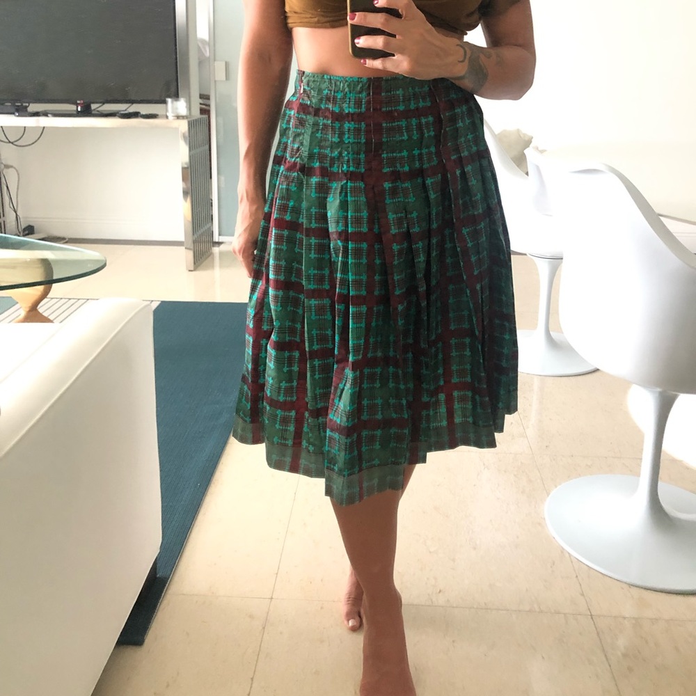 ❌SOLD❌Prada Plaid Pleated Skirt